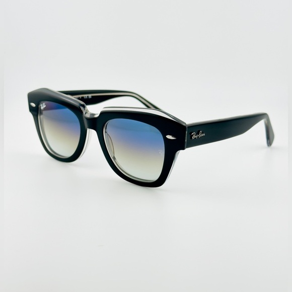 Ray-Ban State Street Women’s Sunglasses RB2186 Black Transparent frame Blue Lens - Picture 4 of 15